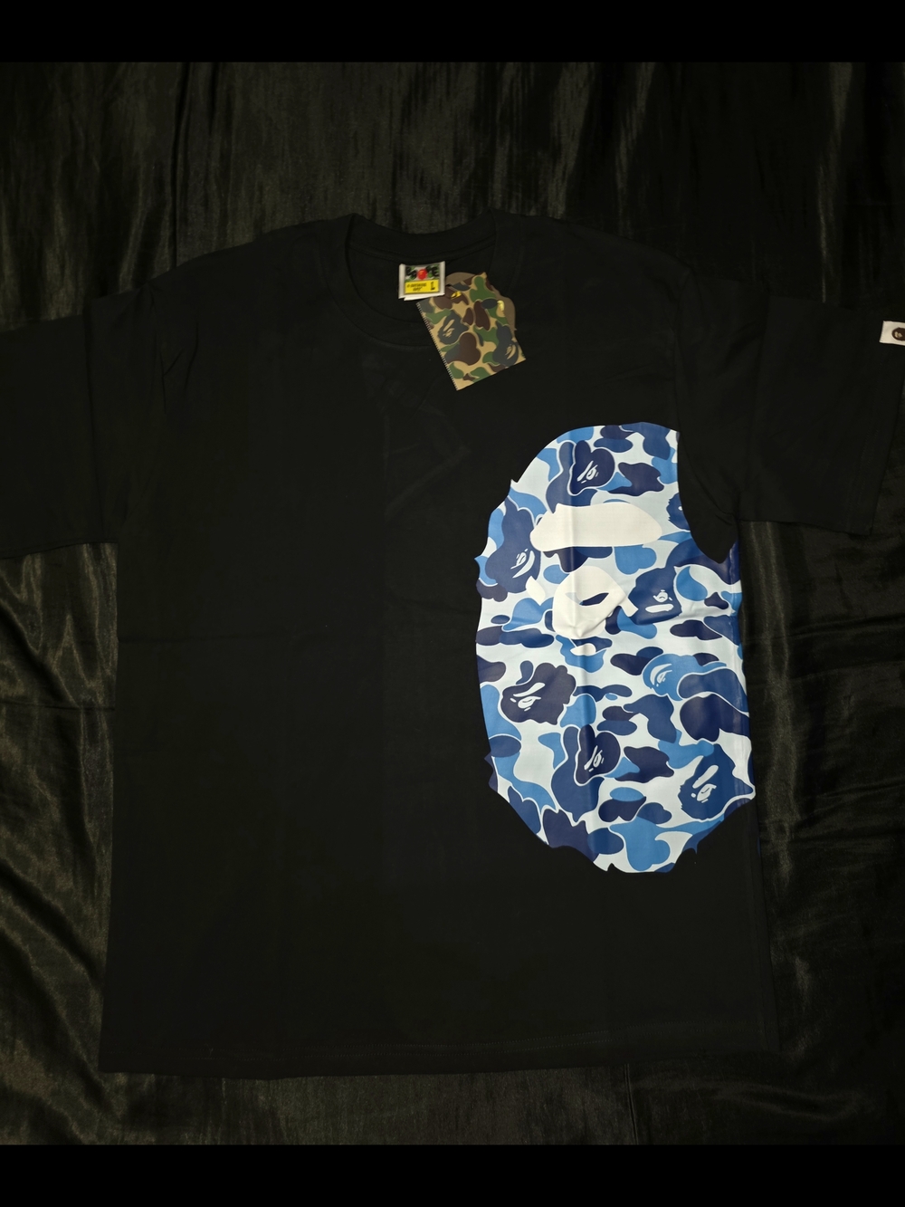 A Bathing Ape Sidehead Blue Camouflage Head T-Shirt, Black